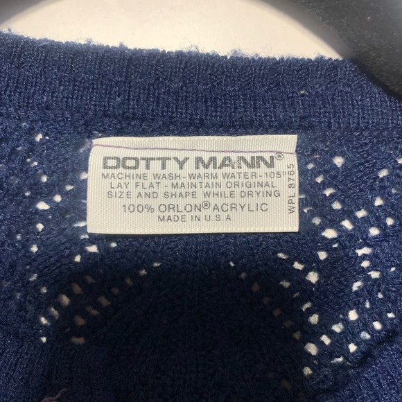 DOTTY MANN Blue Vintage Orlon Acrylic‎ Knit Button Down Cardigan Sweater - Picture 11 of 13